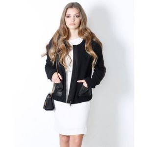 Vince Quilted Wool & Leather Trim Blazer